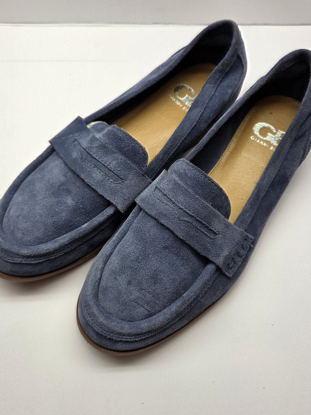 GIANNI BINI The Kare-Free Penny Loafer Blue Suede Comfort Women's Size 7.5